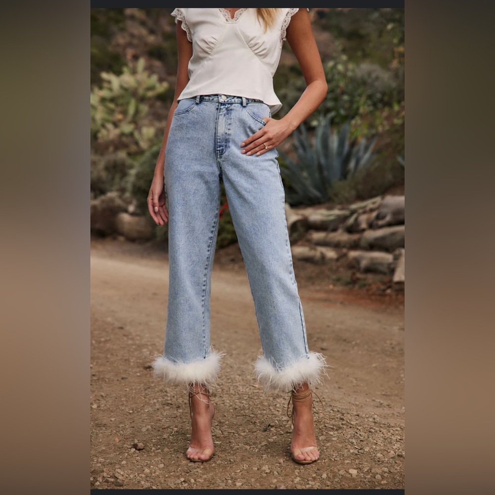 Ashley faux feather jeans